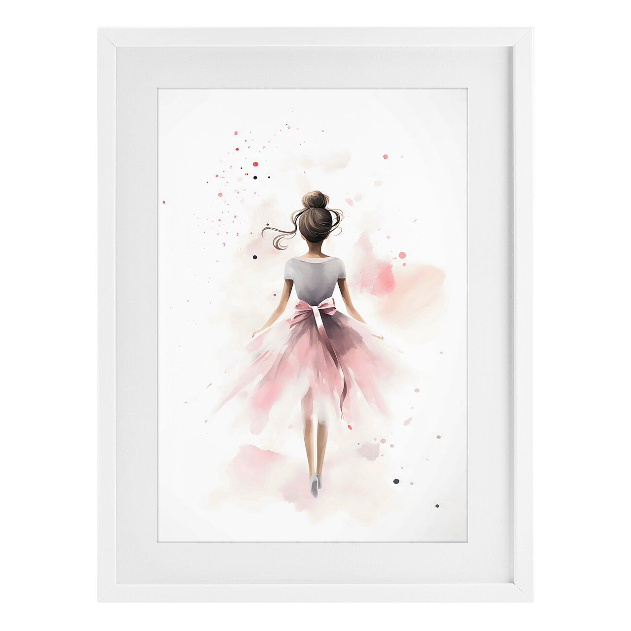 Stupell Industries Speckled Ballerina View Framed Print Under Glass, design by Creative Studio